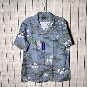 Tropical Storm Mens Aloha Shirt XL Hawaiian island Flowers Palm Trees